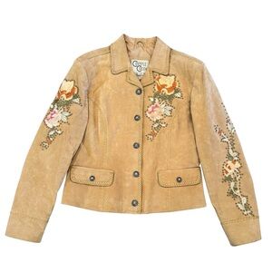 Cripple Creek Embroidered Studded Suede Leather Jacket